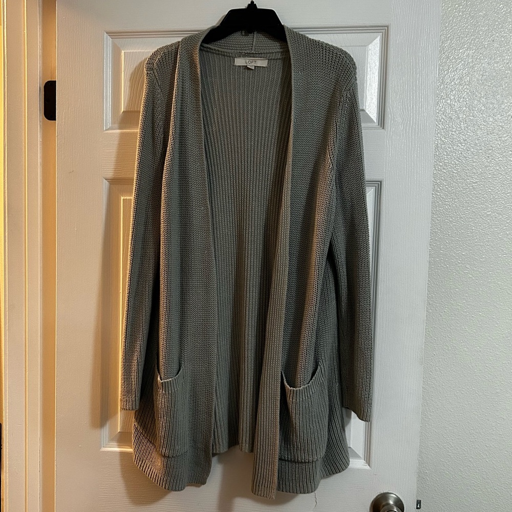 LOFT Women's Light Gray Cardigan